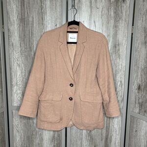 Madewell Womens Crinkled Blazer Larsen Cream Cotton Linen Size S